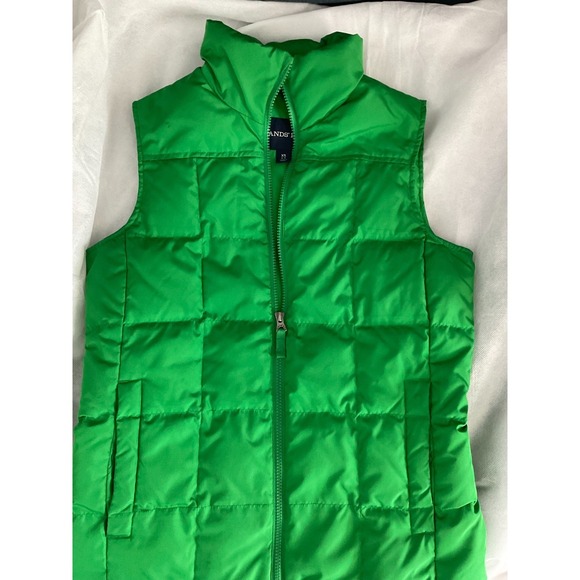 Lands' End Green Puffer Vest Unisex Extra Small XS Zip Front - Picture 3 of 4